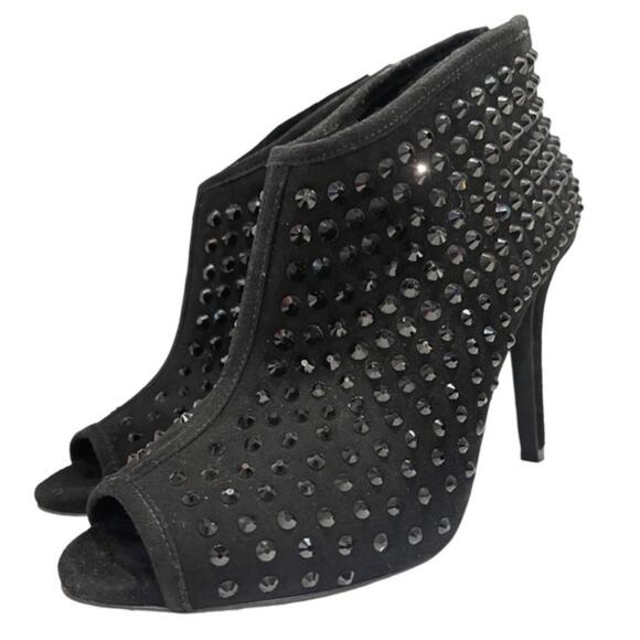 MICHAEL KORS Women's Black Dani Crystal Embellished Open Toe Bootie Sz 7 - Picture 2 of 6